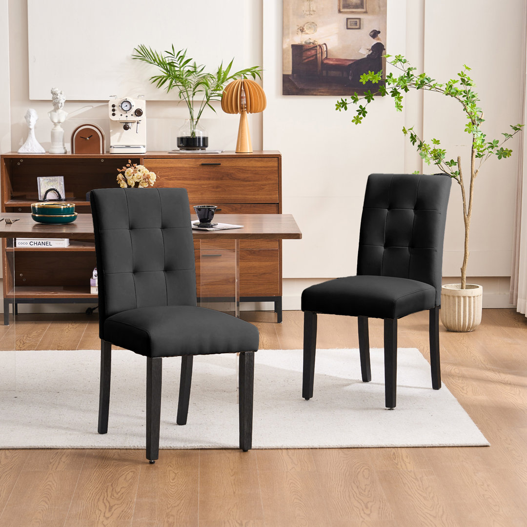 Drabic Faux Leather Solid Wood Dining Chairs